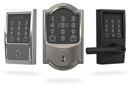 Schlage smart locks in a variety of styles.