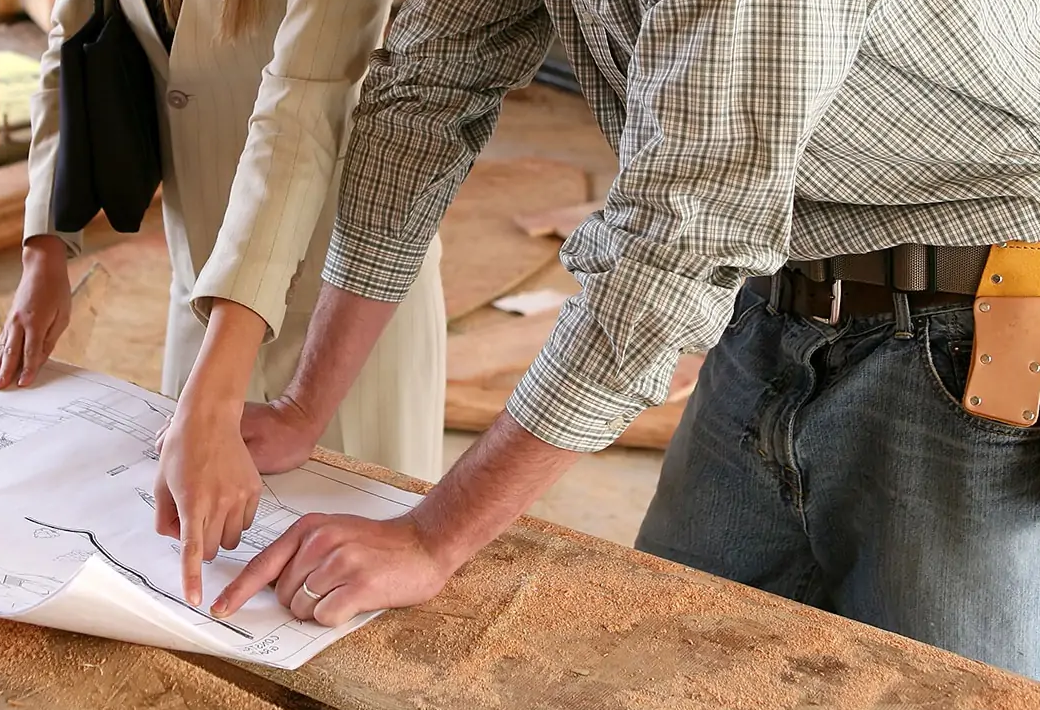 Residential contractors reviewing hardware