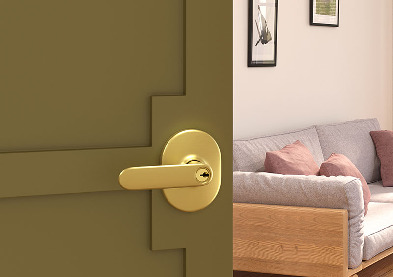 modern door lever in rose gold
