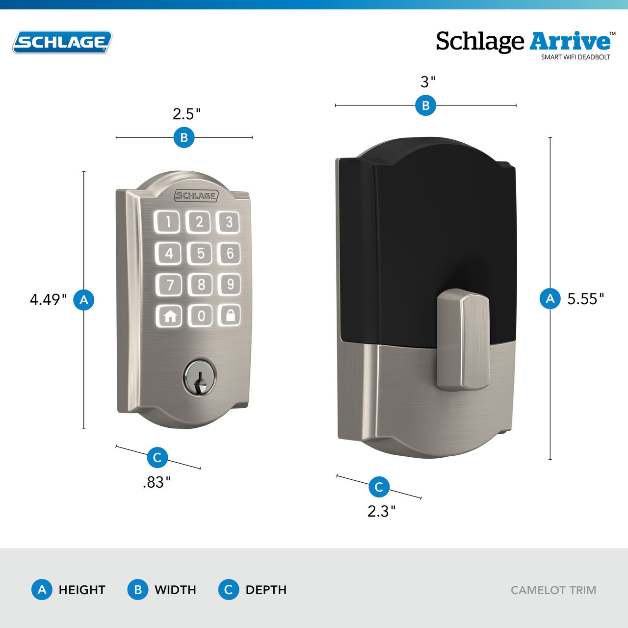 Schlage Arrive™ Smart WiFi Deadbolt with Camelot Trim