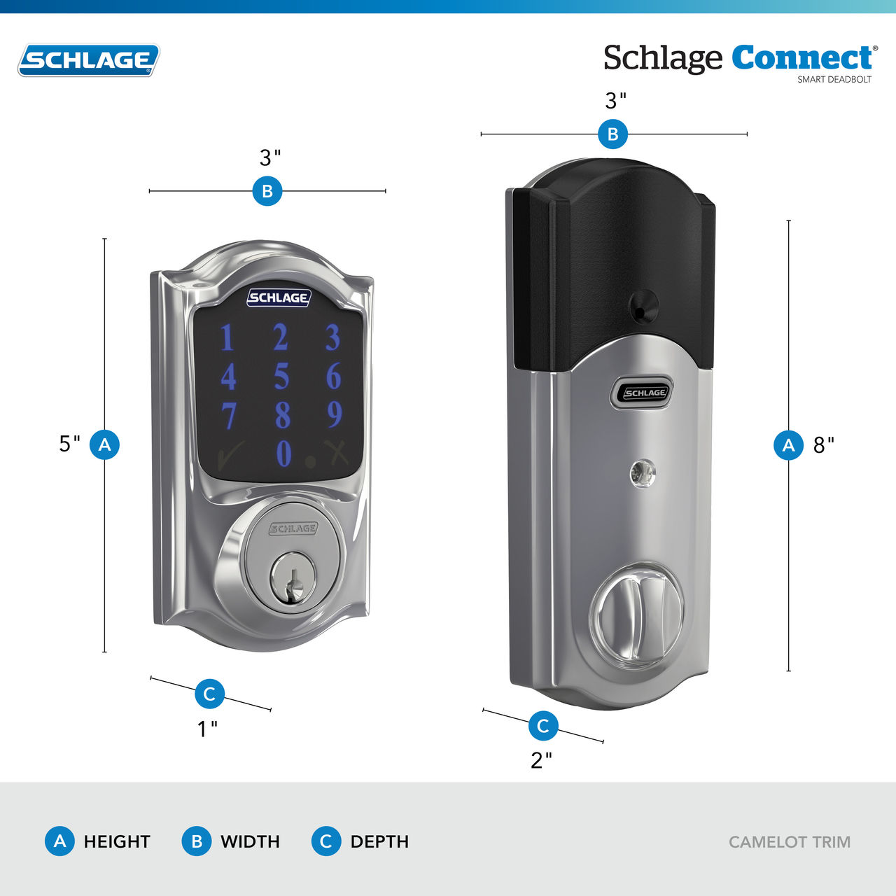 Schlage Connect™ Smart Deadbolt, Z-Wave Plus with Camelot Trim