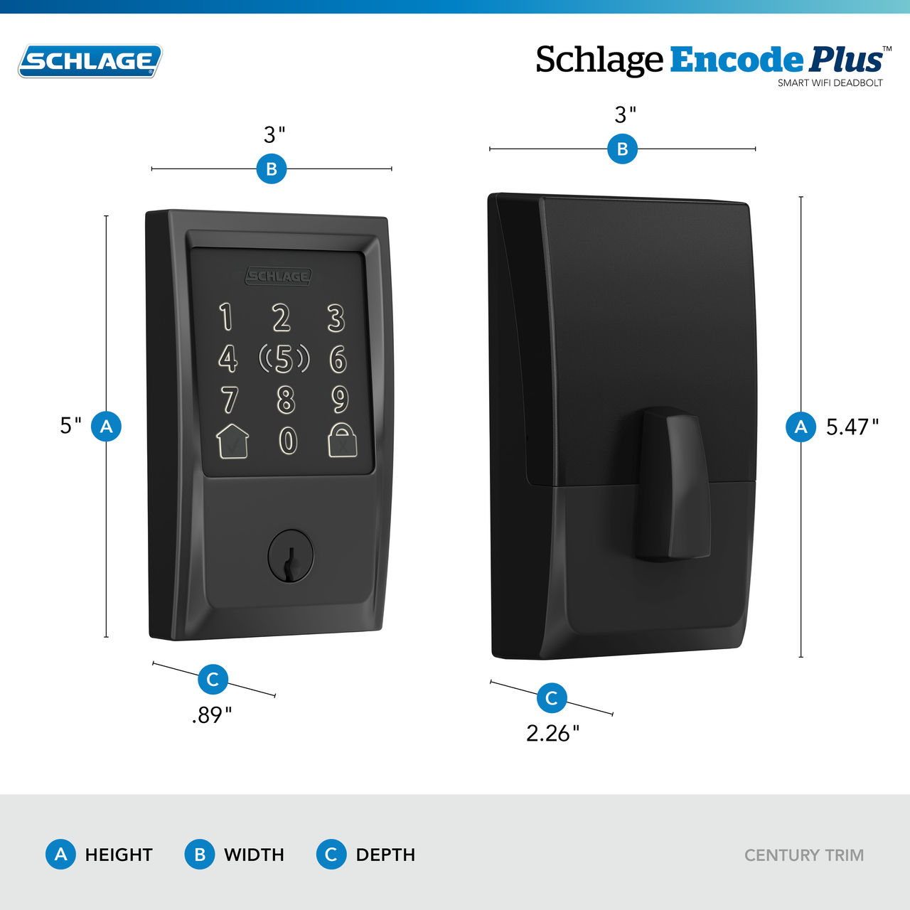 Schlage Encode Plus™ Smart WiFi Deadbolt with Century Trim