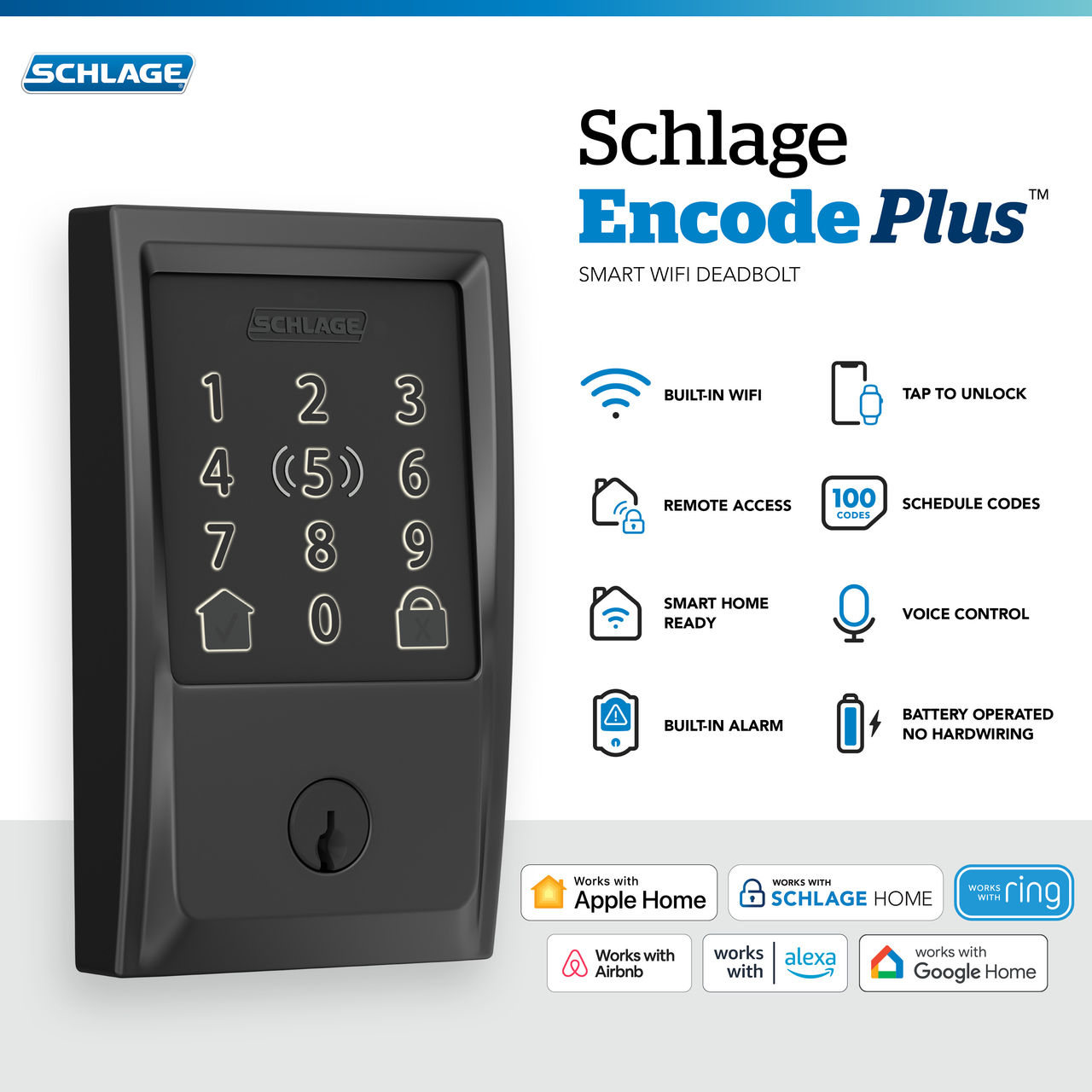 Schlage Encode Plus™ Smart WiFi Deadbolt with Century Trim