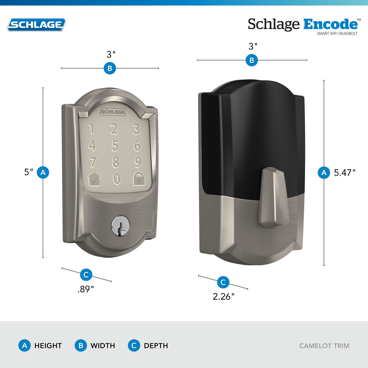 Schlage Encode™ Smart WiFi Deadbolt with Camelot Trim