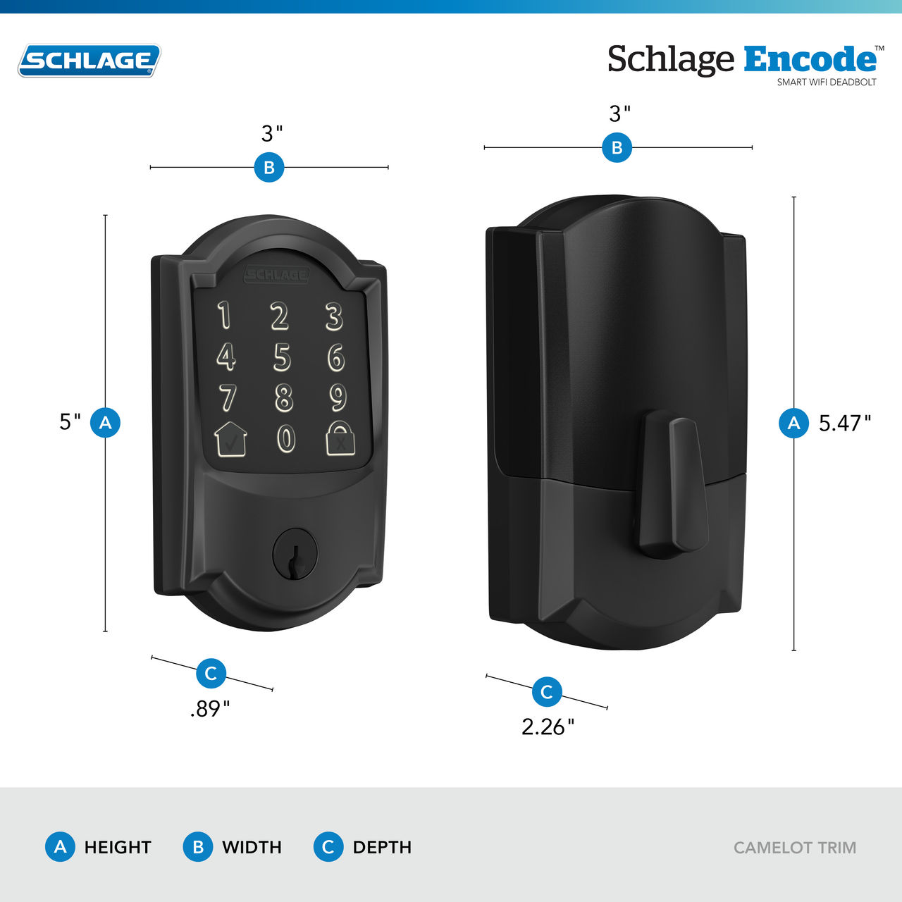 Schlage Encode™ Smart WiFi Deadbolt with Camelot Trim
