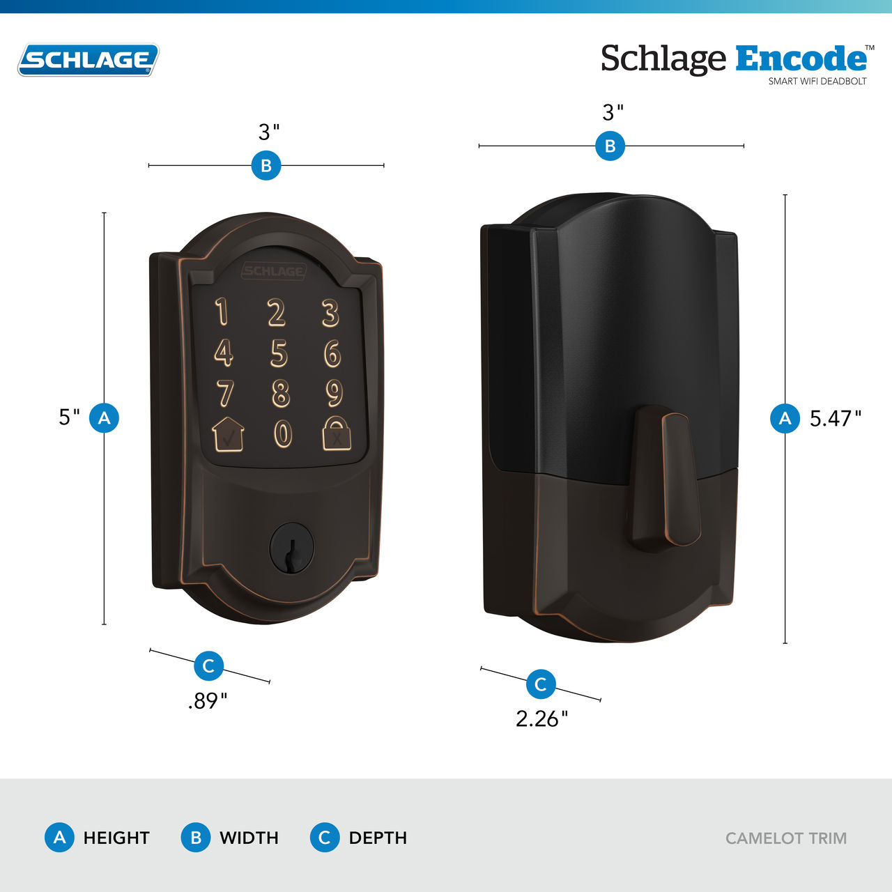 Schlage Encode™ Smart WiFi Deadbolt with Camelot Trim