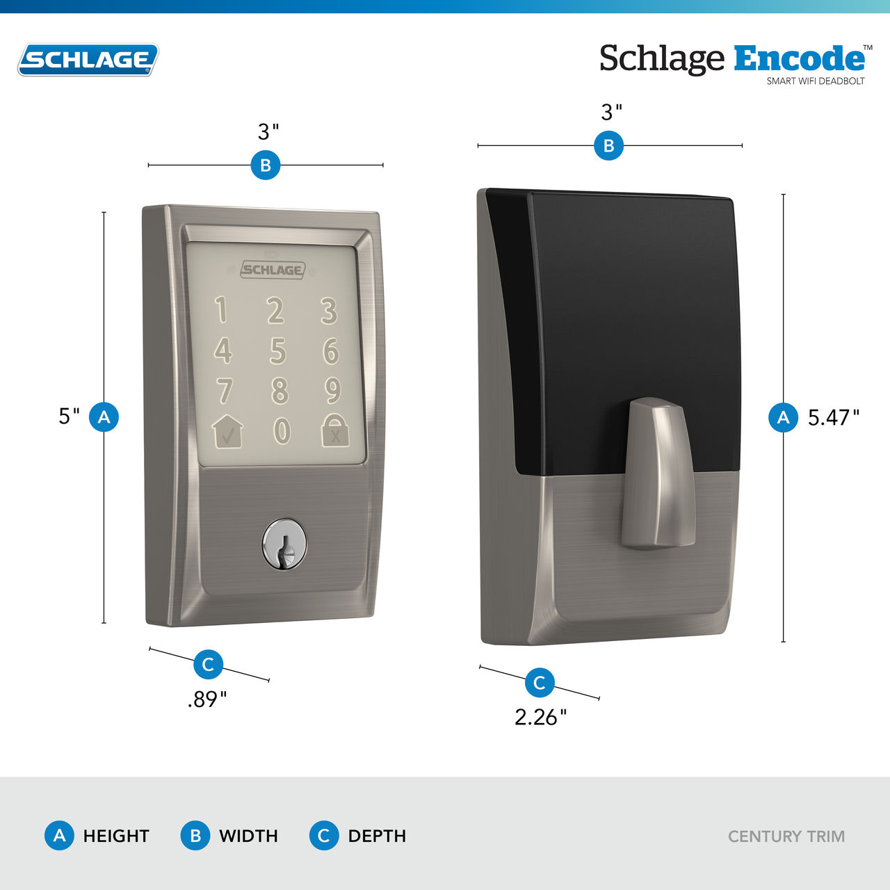 Schlage Encode™ Smart WiFi Deadbolt with Century Trim