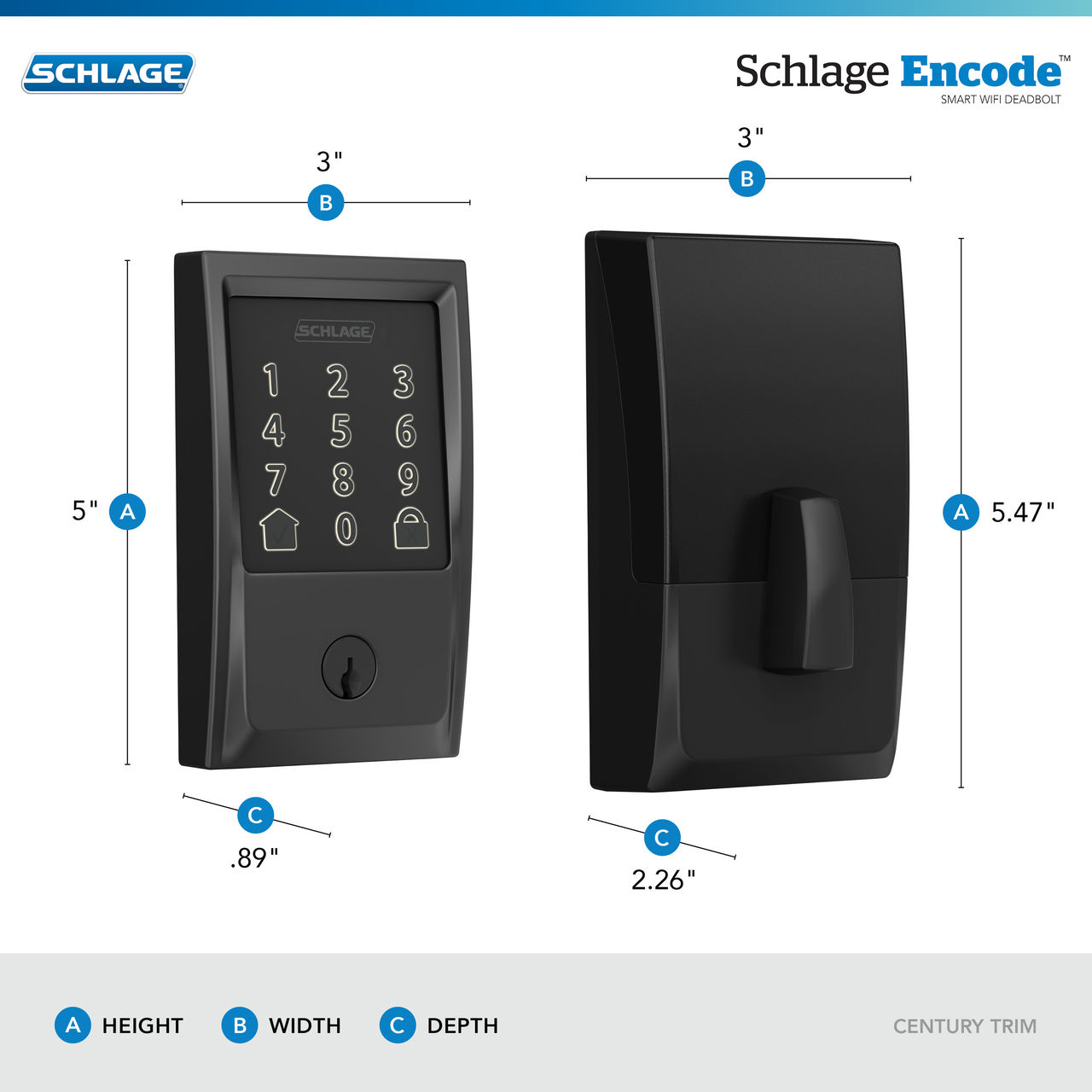 Schlage Encode™ Smart WiFi Deadbolt with Century Trim