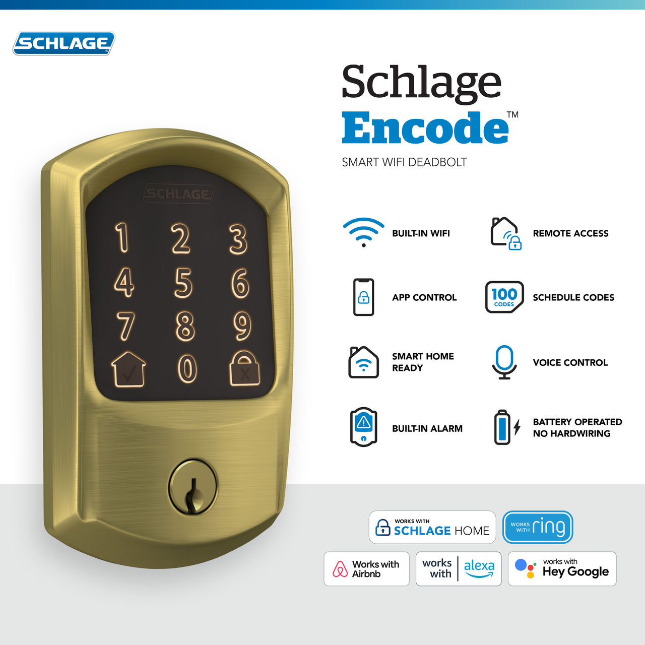 Schlage Encode™ Smart WiFi Deadbolt with Greenwich Trim