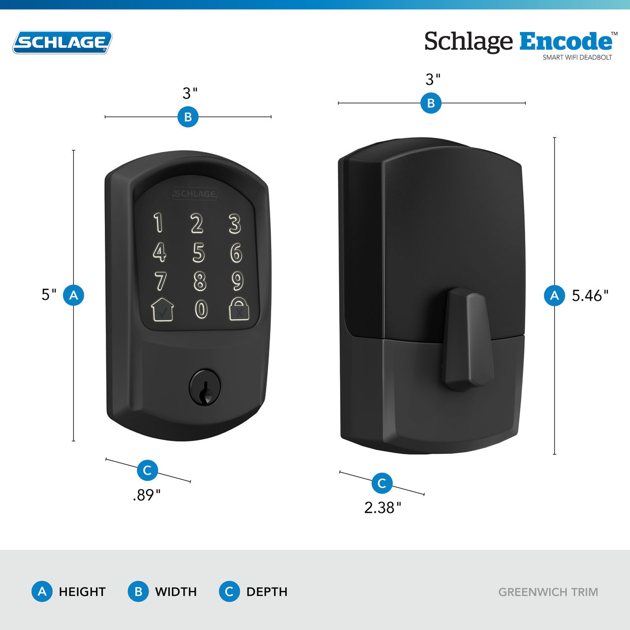 Schlage Encode™ Smart WiFi Deadbolt with Greenwich Trim