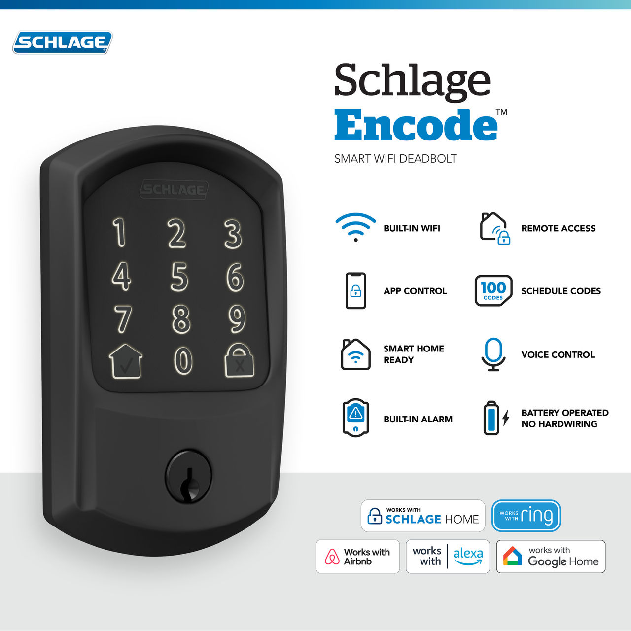 Schlage Encode™ Smart WiFi Deadbolt with Greenwich Trim