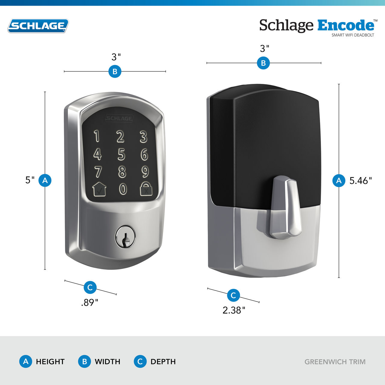 Schlage Encode™ Smart WiFi Deadbolt with Greenwich Trim