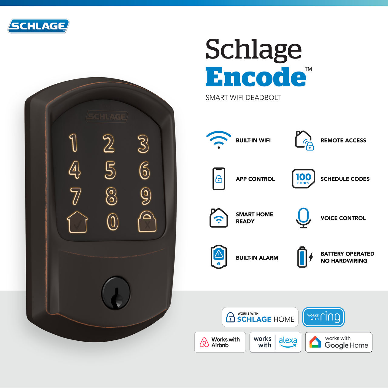 Schlage Encode™ Smart WiFi Deadbolt with Greenwich Trim