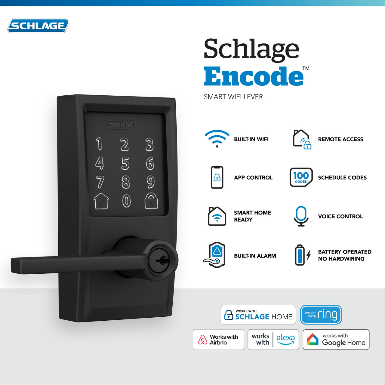 Schlage Encode™ Smart WiFi Latitude Lever with Century Trim