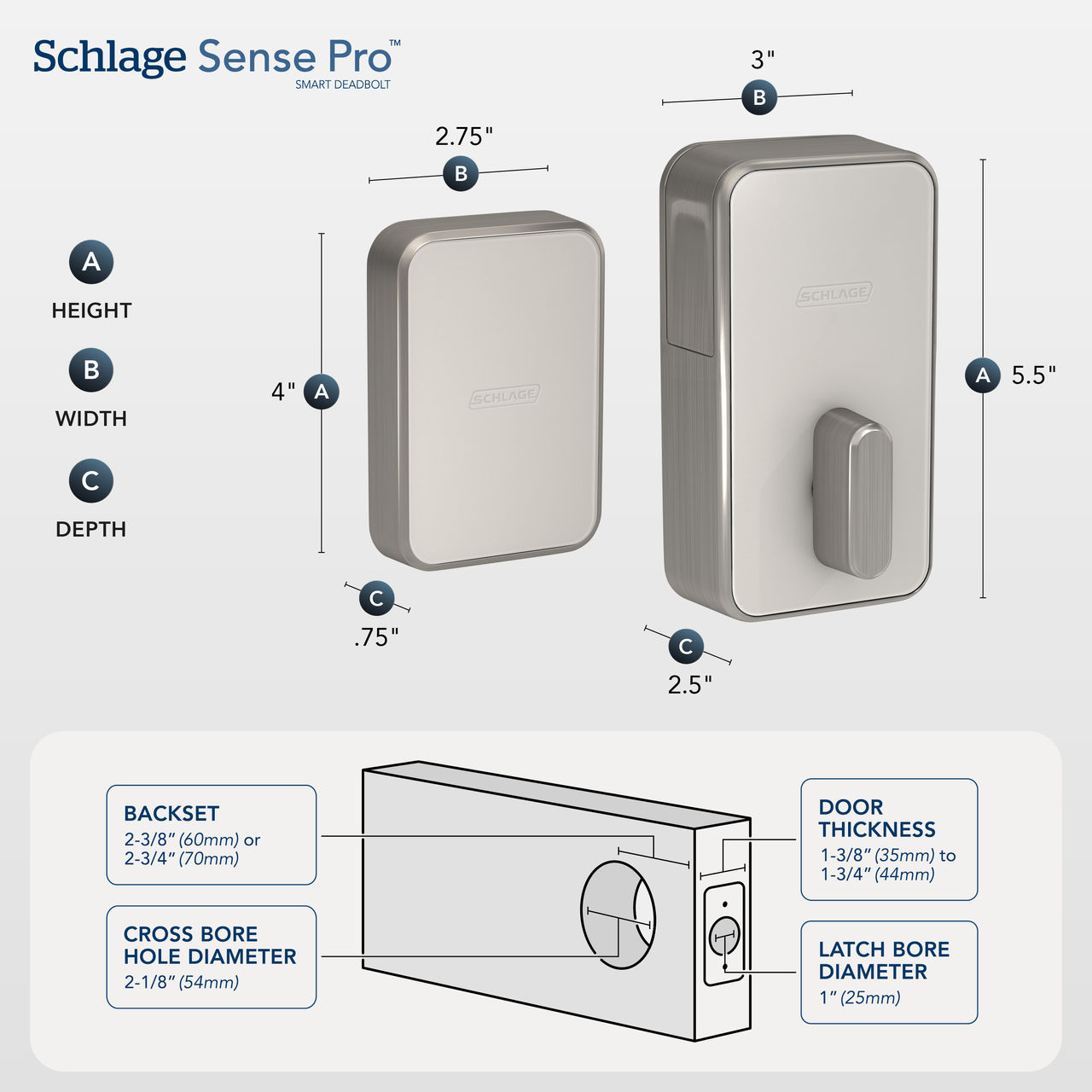 Schlage Sense Pro™ Smart Deadbolt and Bowery Knob with Collins Trim