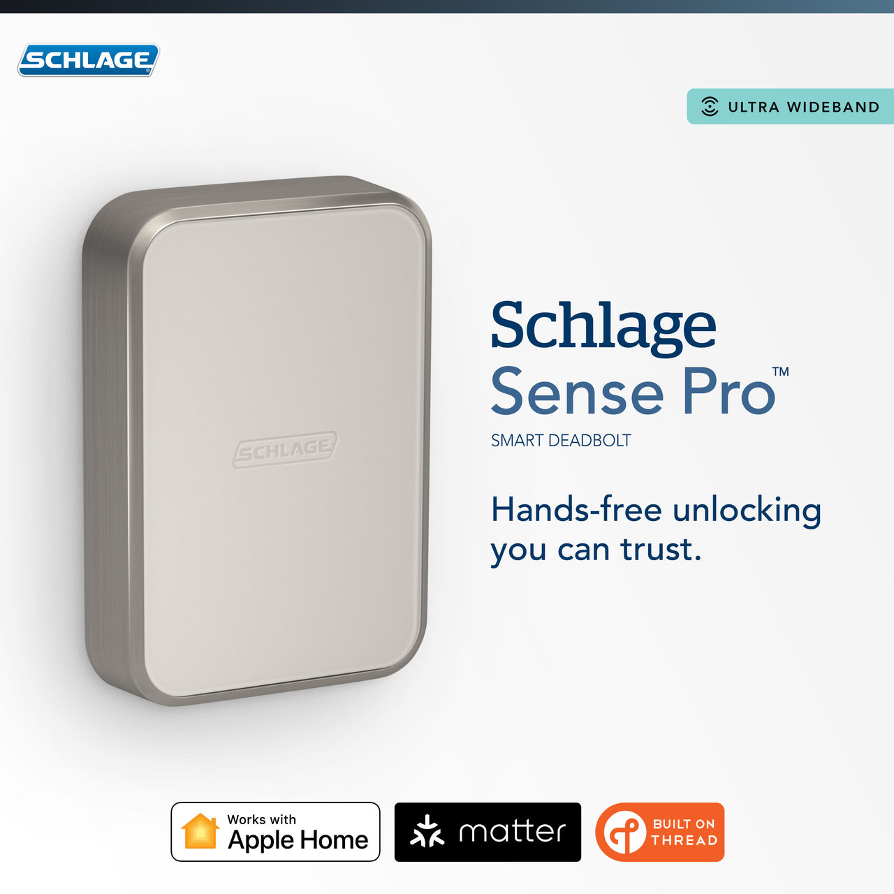 Schlage Sense Pro™ Smart Deadbolt and Bowery Knob with Collins Trim