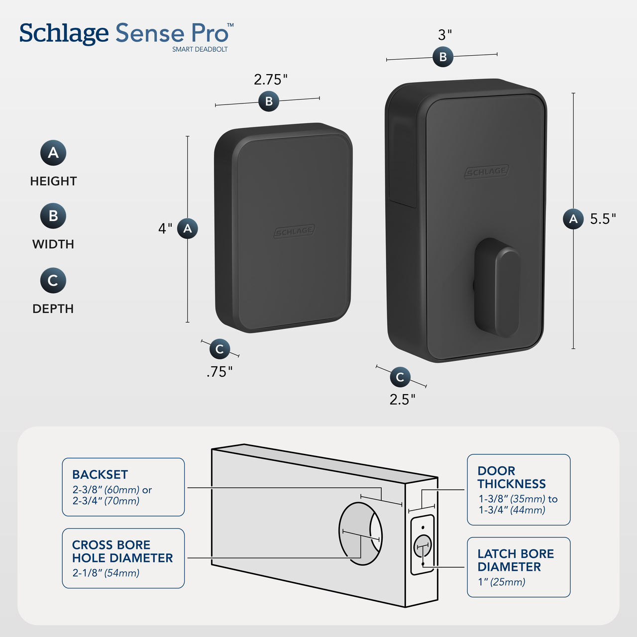 Schlage Sense Pro™ Smart Deadbolt and Bowery Knob with Collins Trim