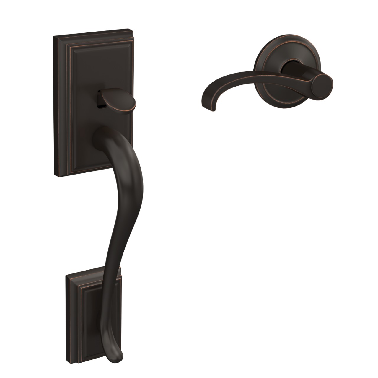 Custom Front Entry Handle and Whitney Lever with Alden Trim