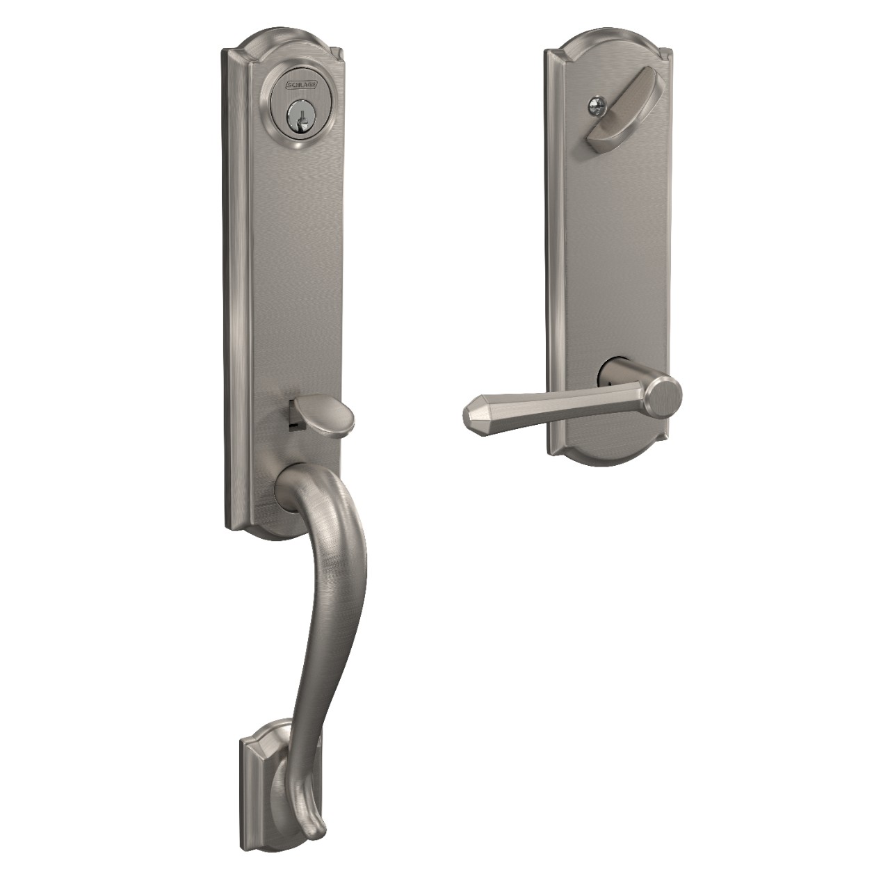Custom 3/4 Trim Single Cylinder Handleset and Dempsey Lever with Camelot Trim