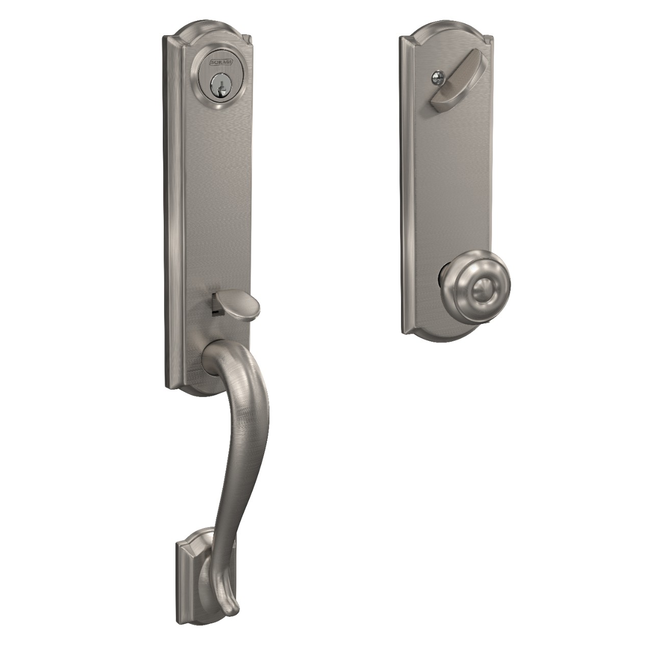 Custom 3/4 Trim Single Cylinder Handleset and Georgian Knob with Camelot Trim
