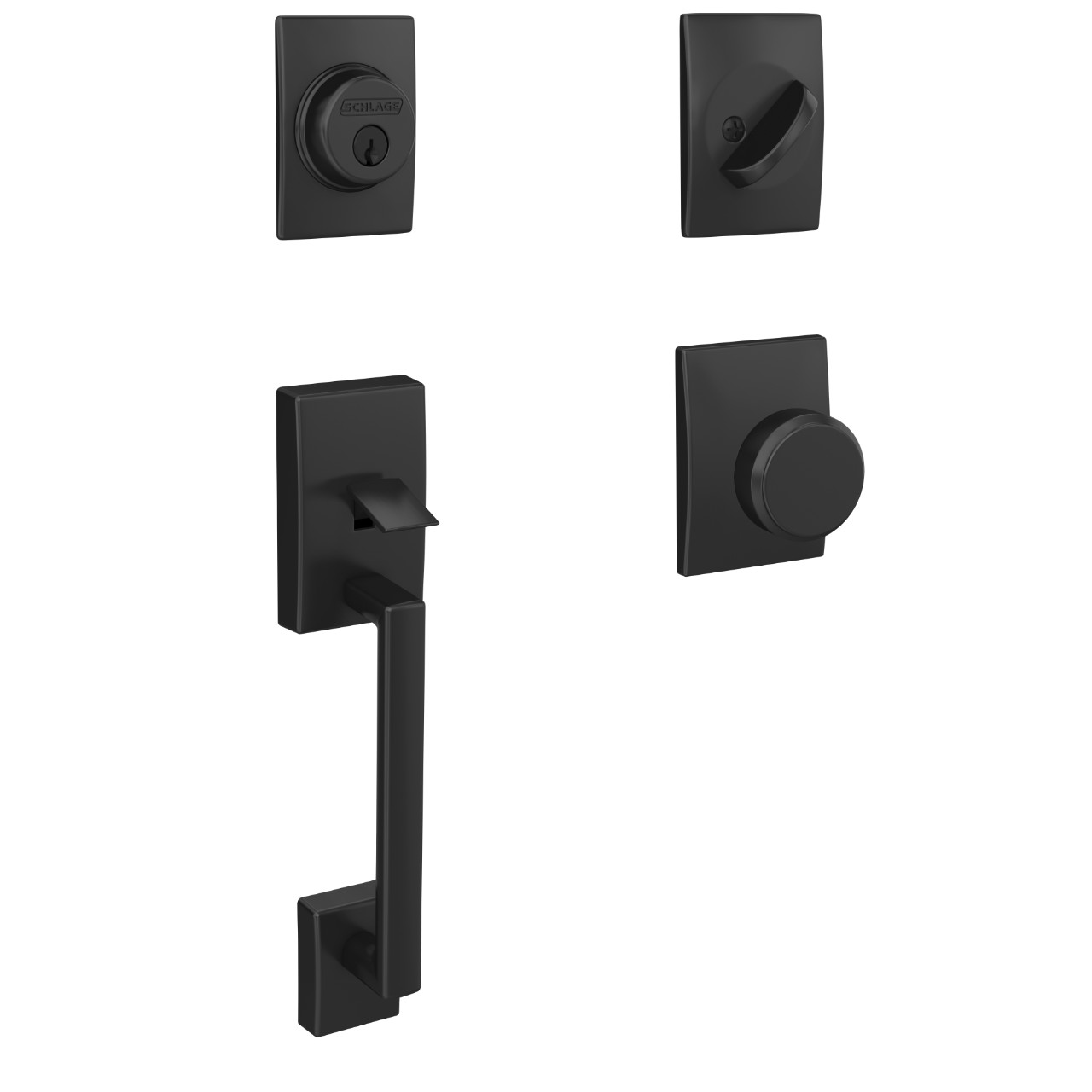 Custom Single Cylinder Handleset and Bowery Knob with Century Trim