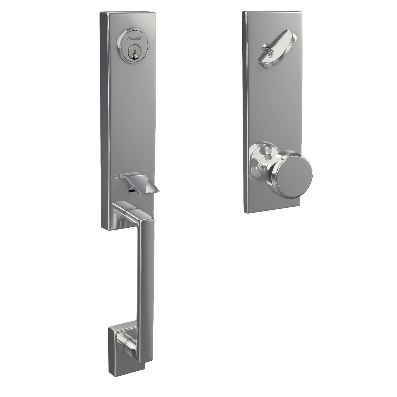 Custom 3/4 Trim Single Cylinder Handleset and Bowery Knob with Century Trim