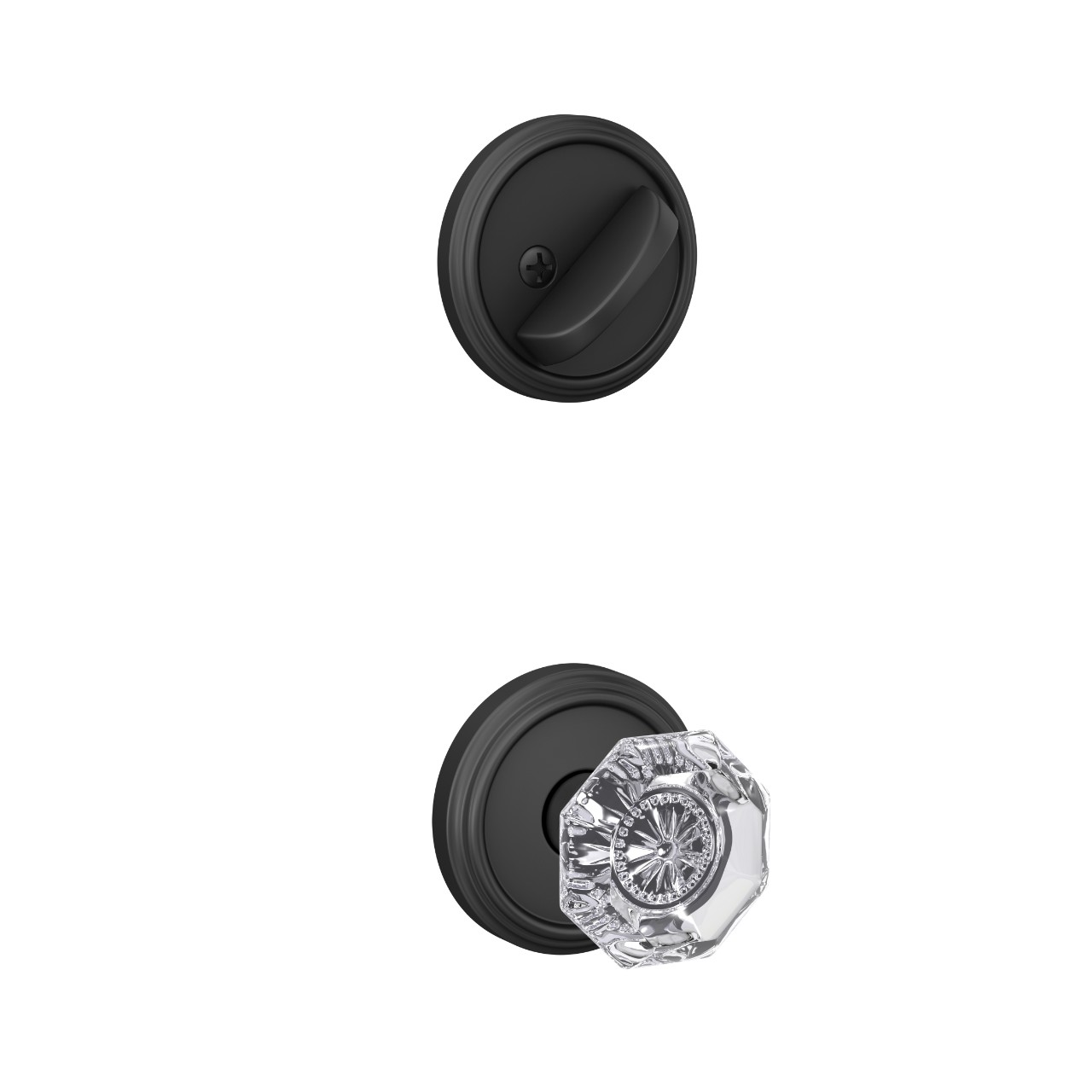Custom Indy Single Cylinder Handleset Interior with Alexandria Glass Knob