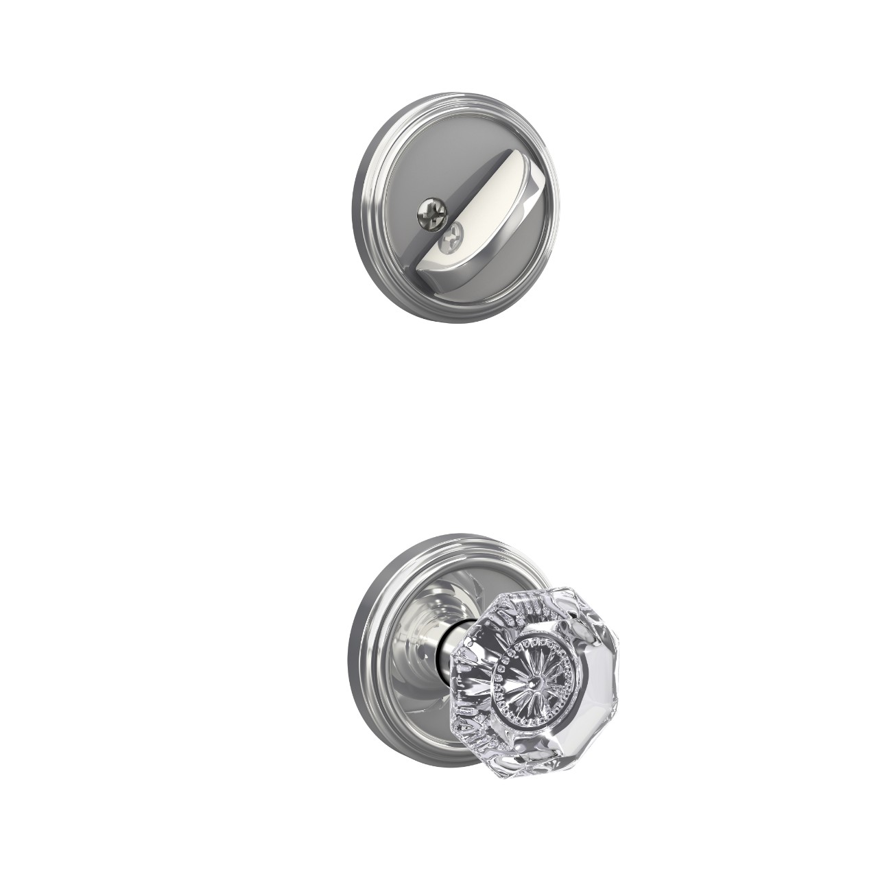 Custom Indy Single Cylinder Handleset Interior with Alexandria Glass Knob