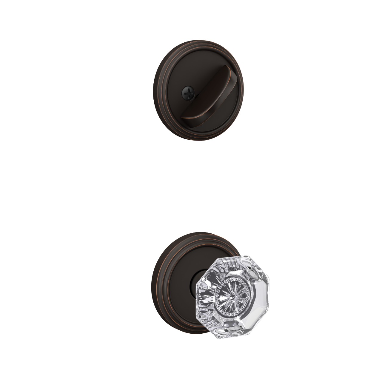 Custom Indy Single Cylinder Handleset Interior with Alexandria Glass Knob
