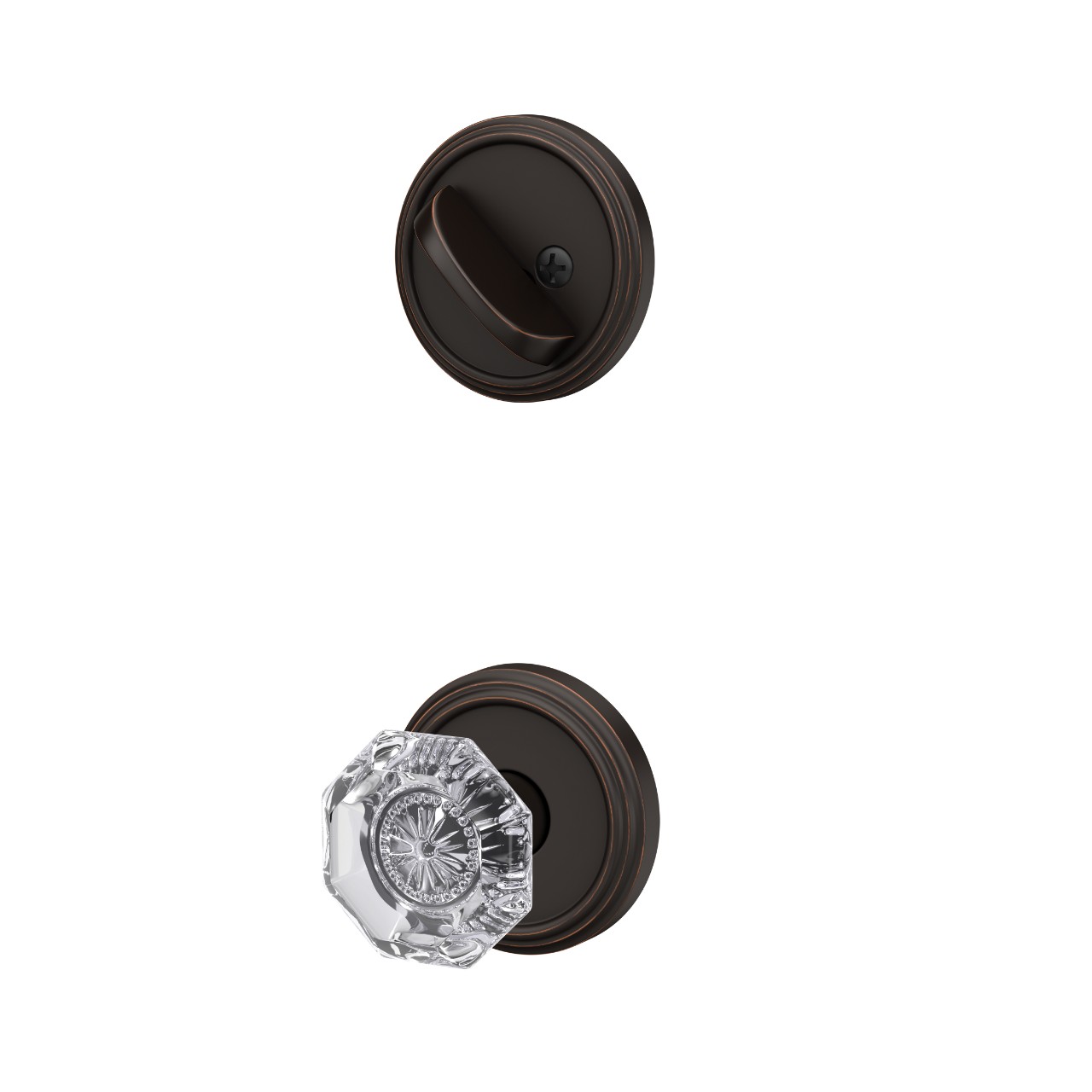 Custom Indy Single Cylinder Handleset Interior with Alexandria Glass Knob