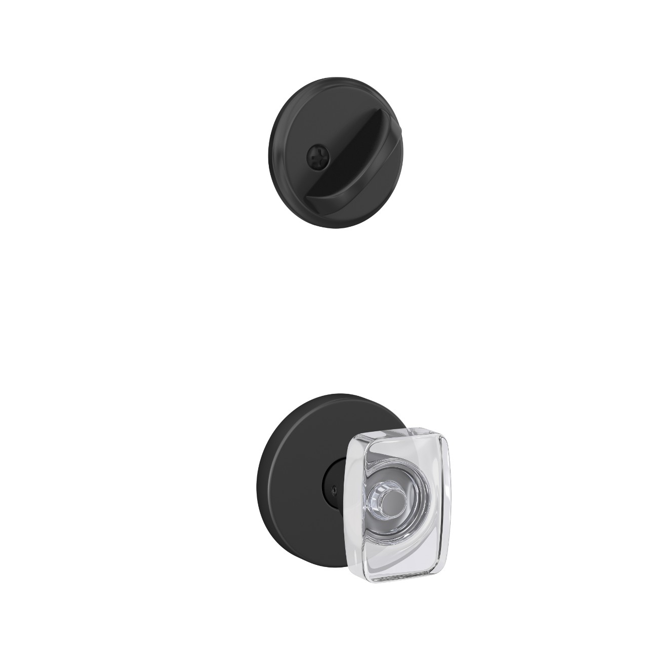 Custom Howe Single Cylinder Handleset Interior with Caine Glass Knob