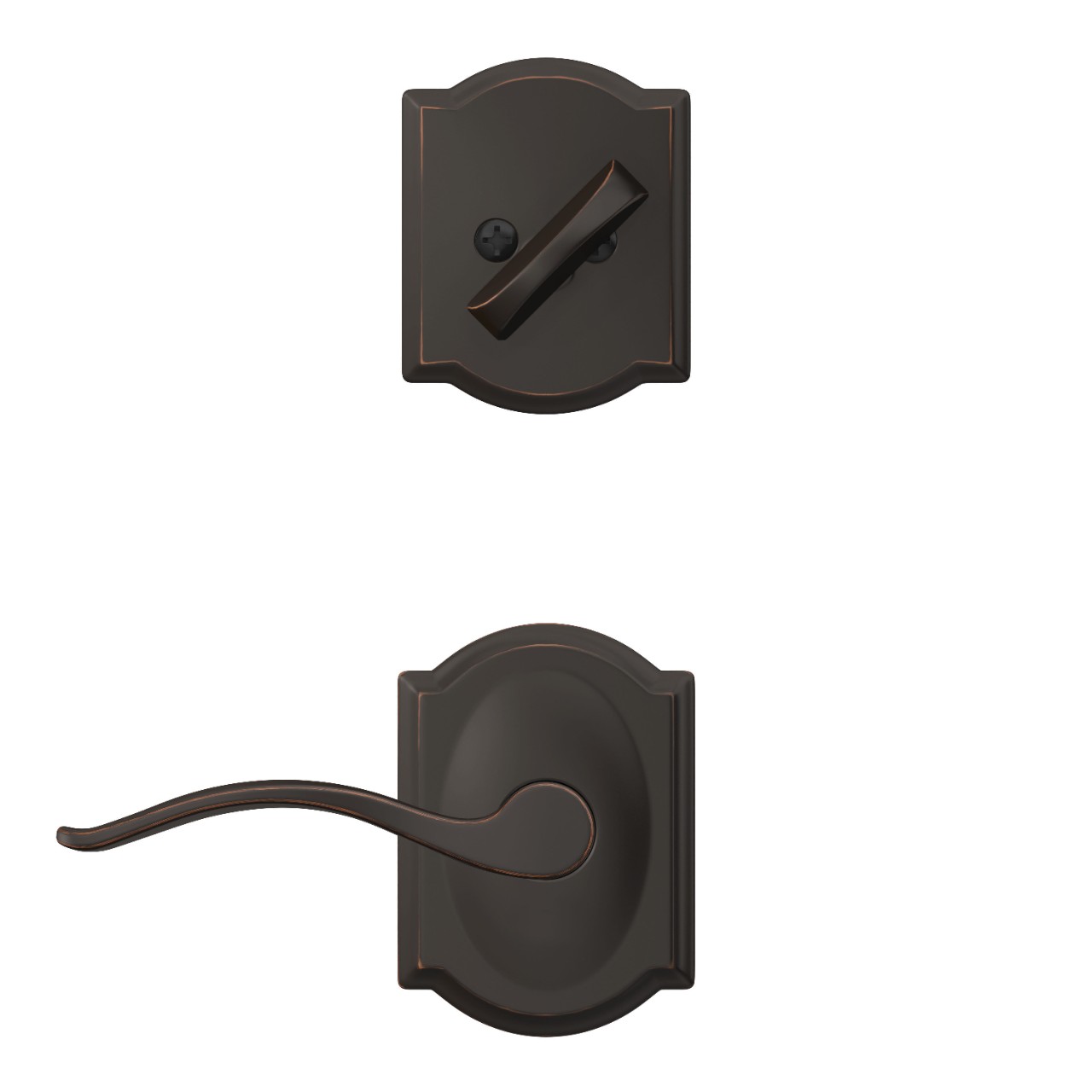 Custom Camelot Single Cylinder Handleset Interior with Pennant Lever