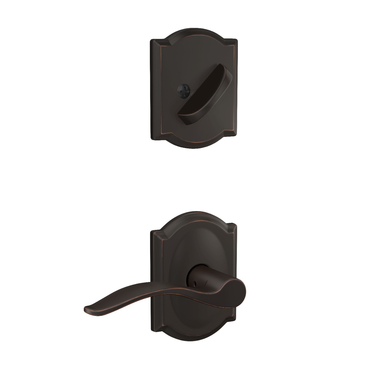 Custom Camelot Single Cylinder Handleset Interior with Pennant Lever