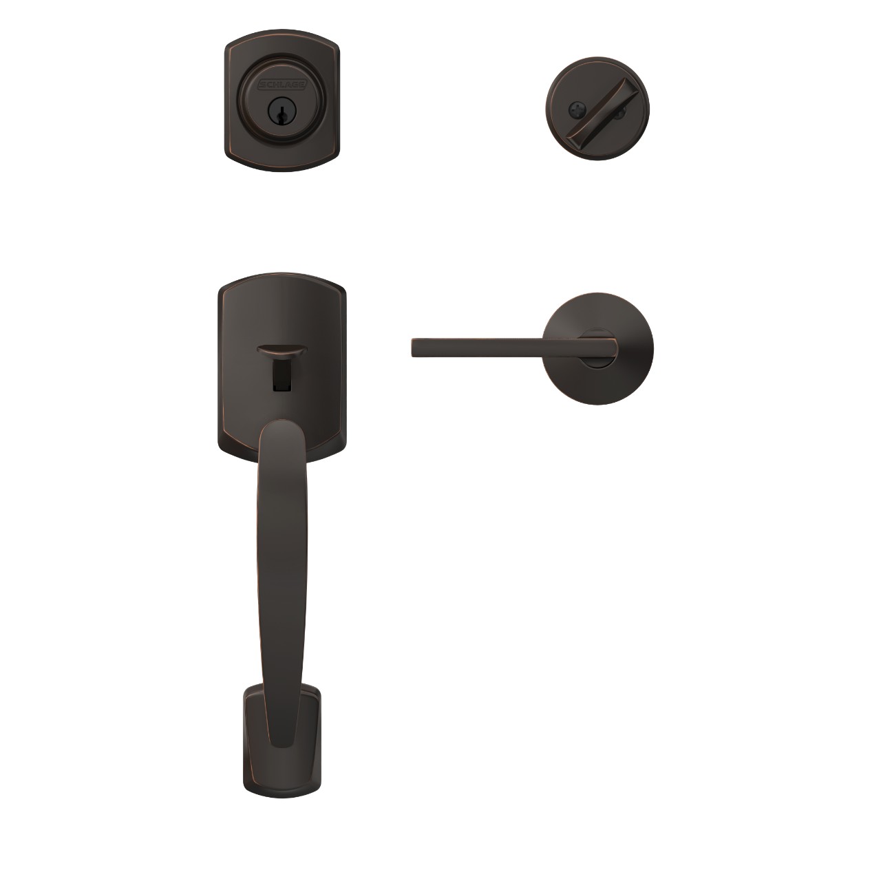 Custom Single Cylinder Handleset and Latitude Lever with Kinsler Trim