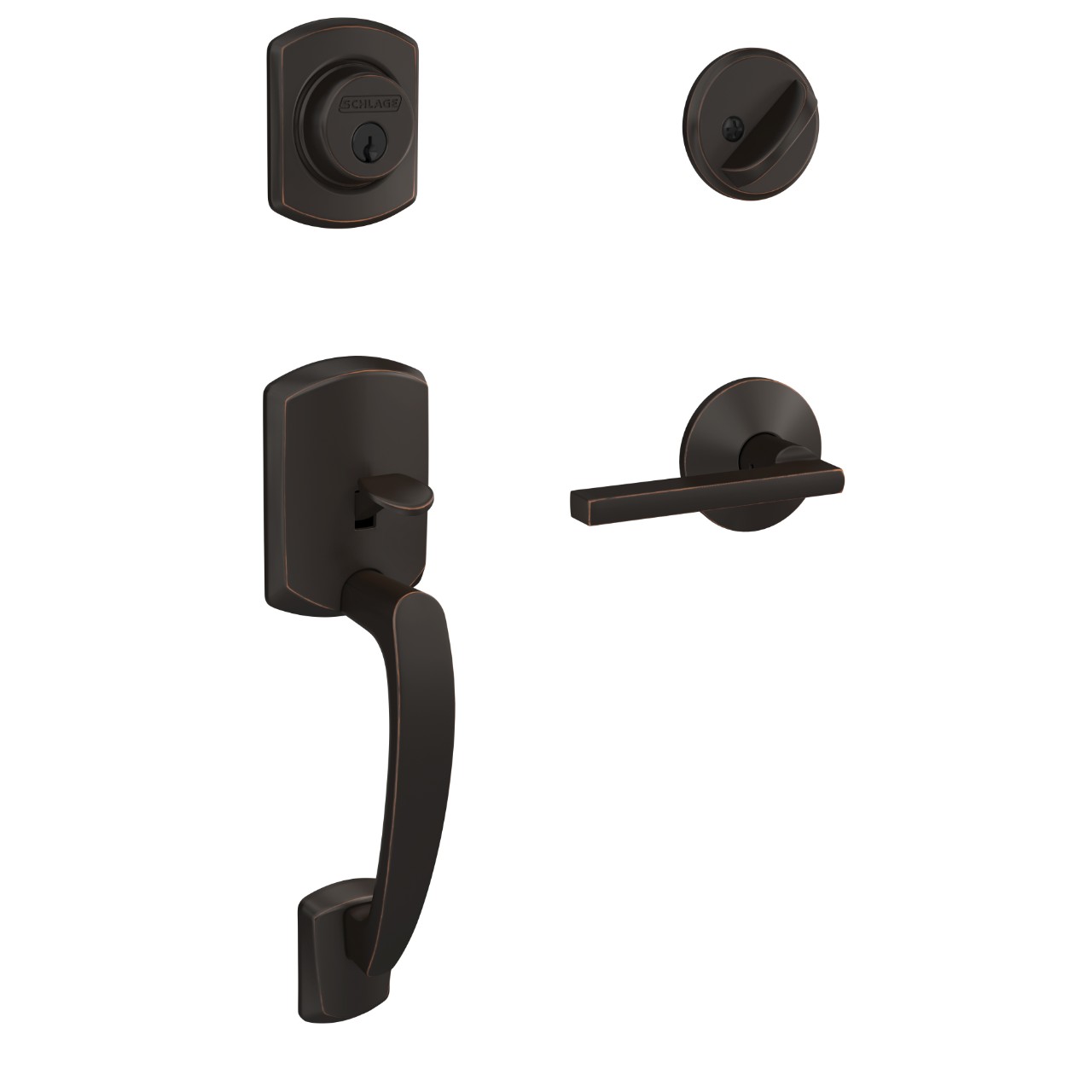 Custom Single Cylinder Handleset and Latitude Lever with Kinsler Trim