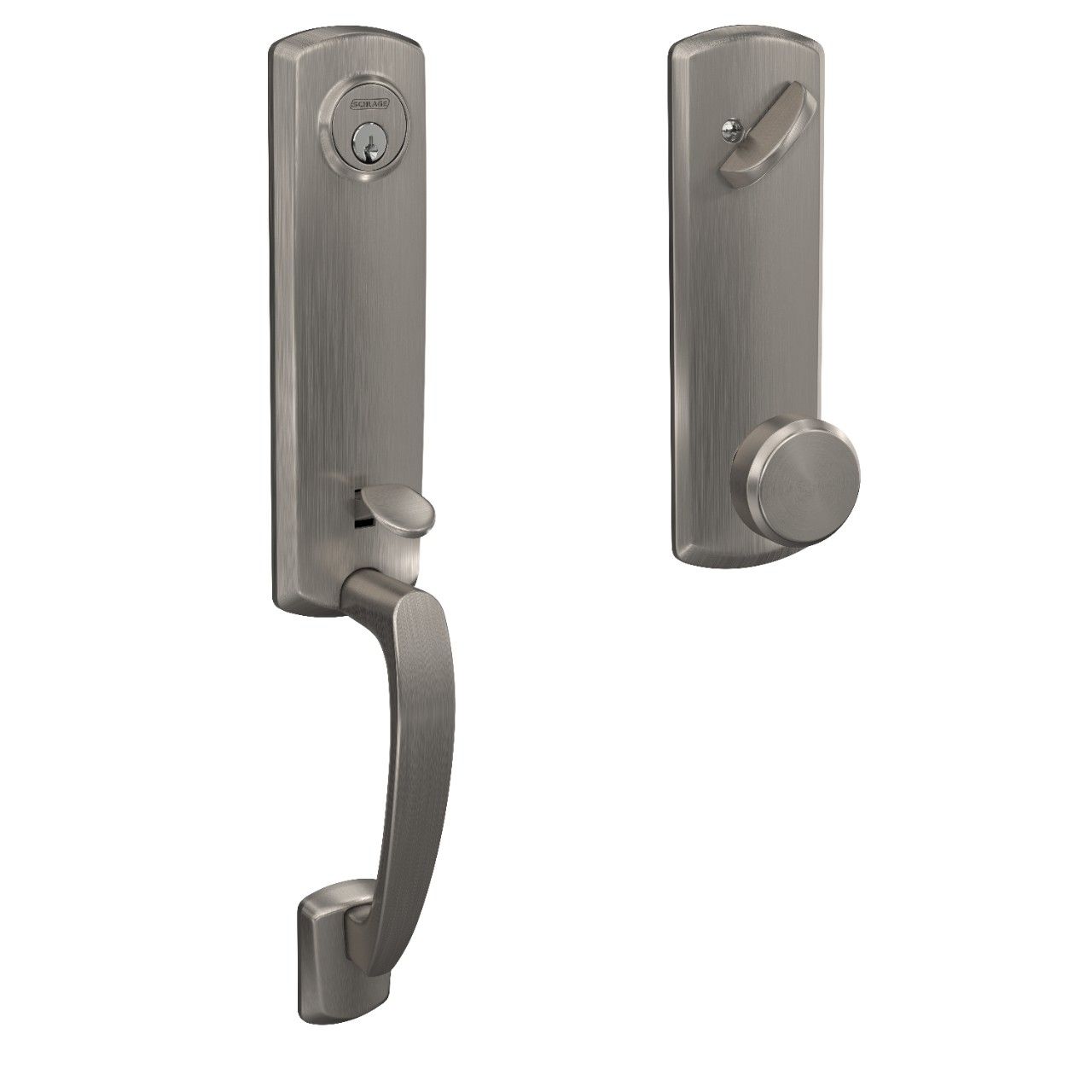 Custom 3/4 Trim Single Cylinder Handleset and Bowery Knob with Greenwich Trim