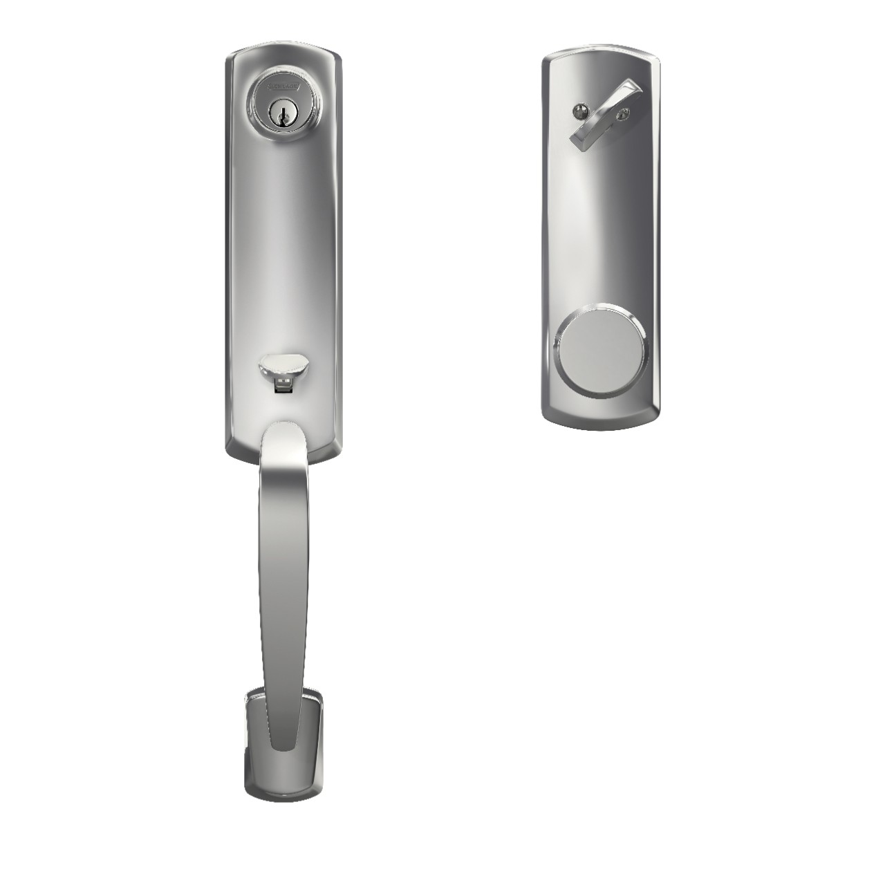 Custom 3/4 Trim Single Cylinder Handleset and Bowery Knob with Greenwich Trim