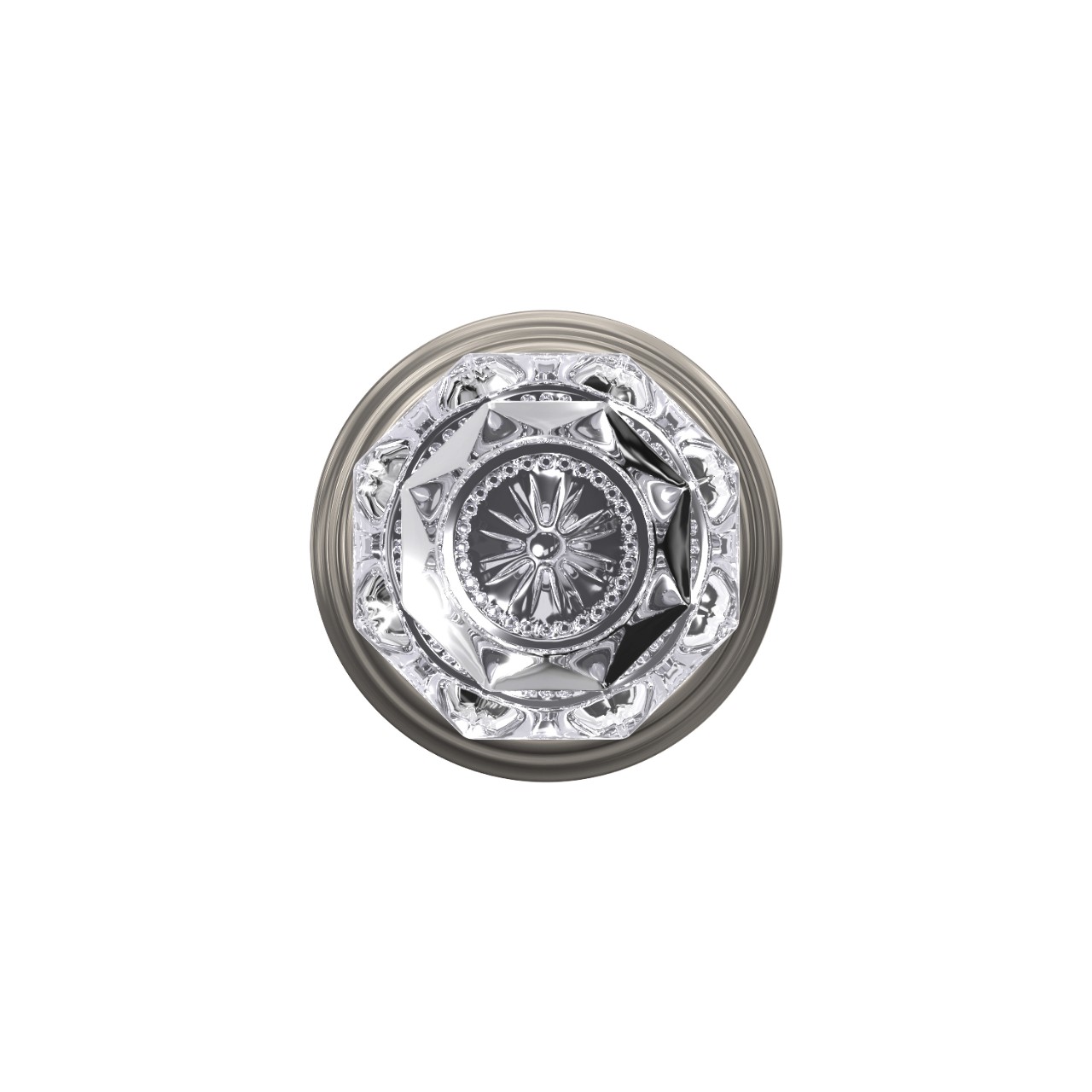 Custom Alexandria Non-Turning Glass Knob with Indy Trim