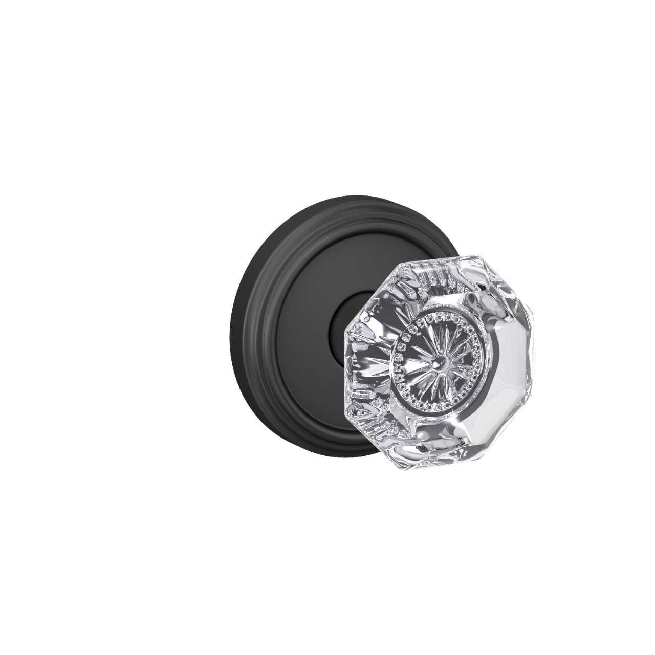 Custom Alexandria Non-Turning Glass Knob with Indy Trim