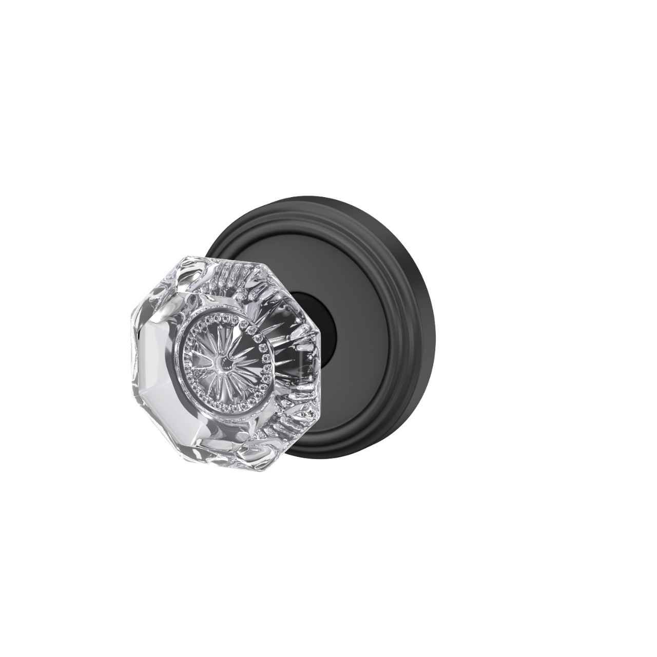Custom Alexandria Non-Turning Glass Knob with Indy Trim