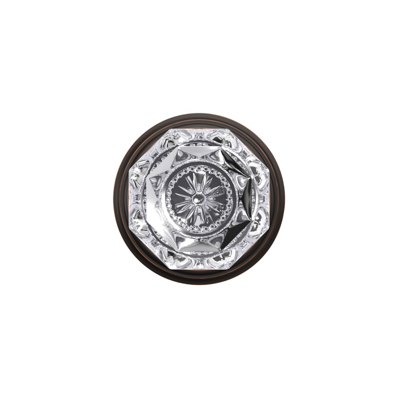 Custom Alexandria Non-Turning Glass Knob with Indy Trim
