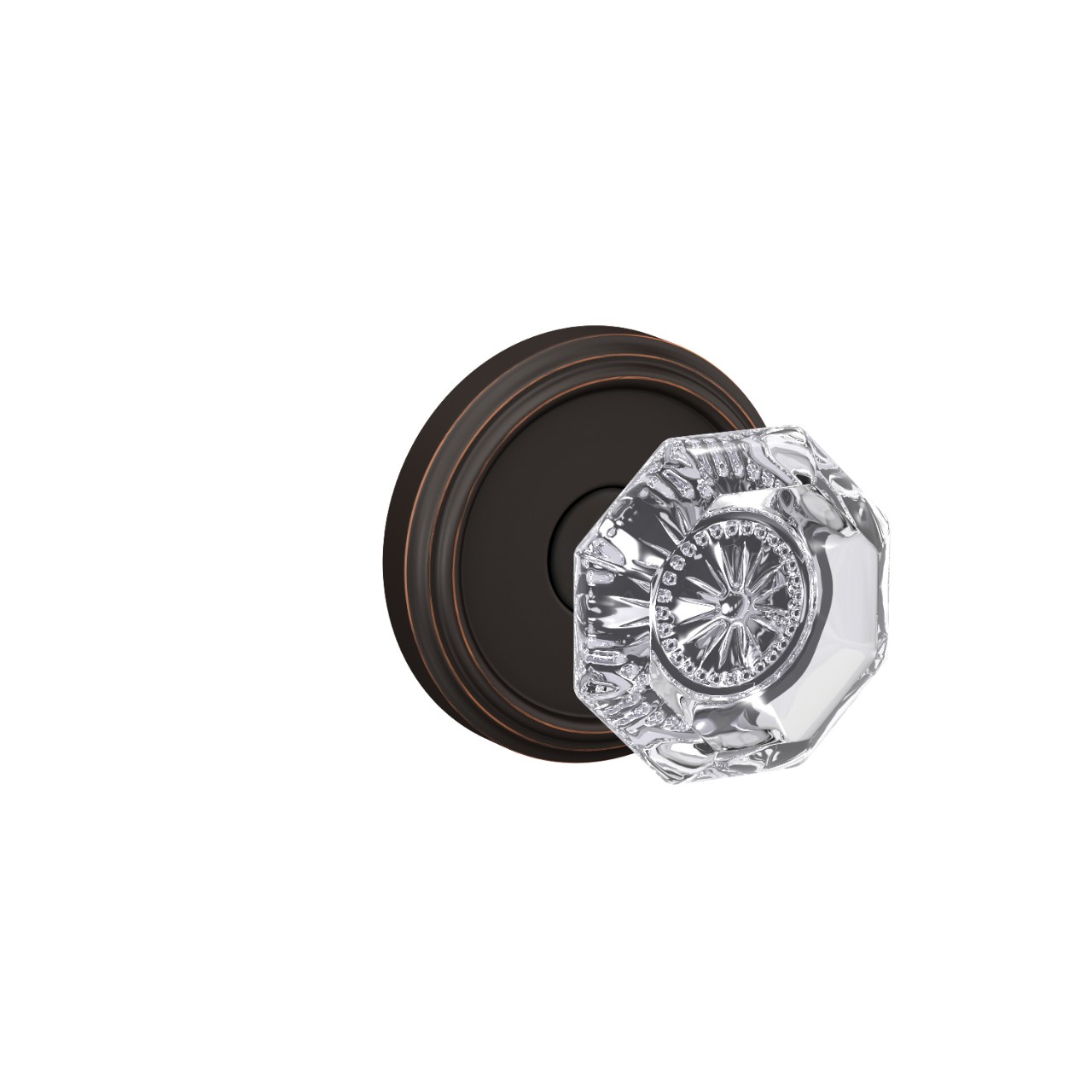 Custom Alexandria Non-Turning Glass Knob with Indy Trim