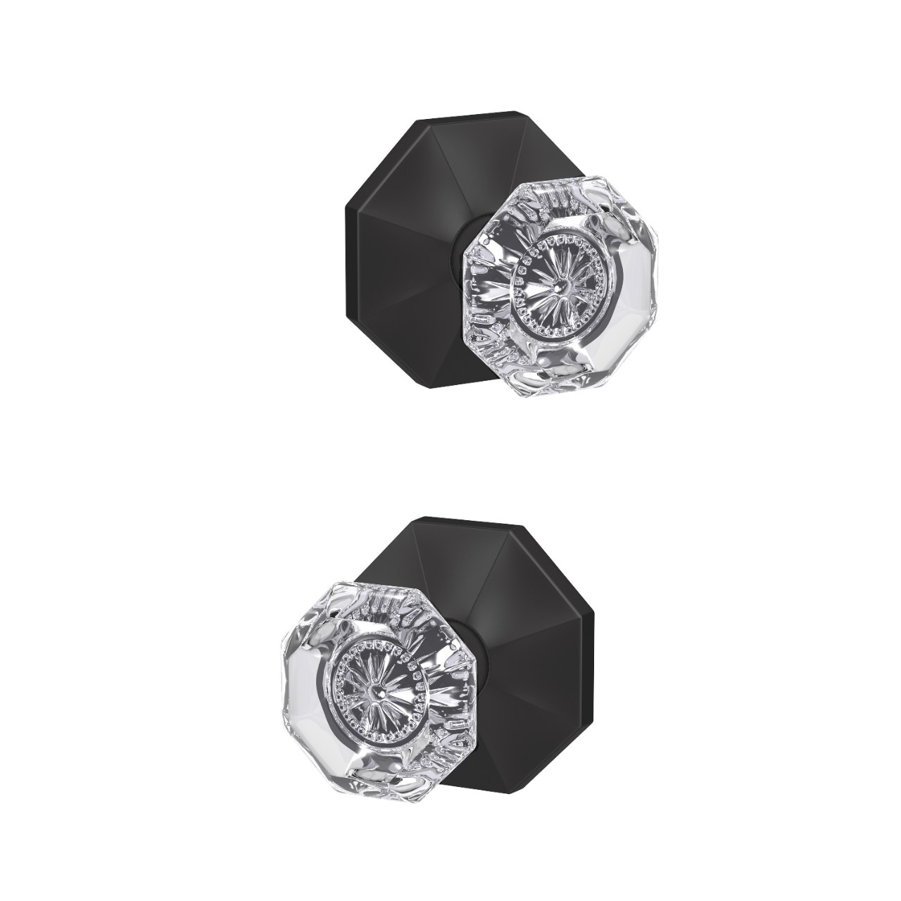 Custom Alexandria Glass Knob Combined Interior Hall-Closet and Bed-Bath Lock