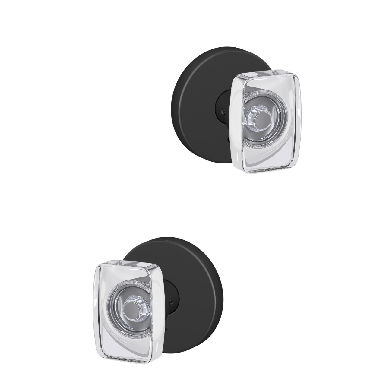 Custom Caine Hall-Closet and Bed-Bath Lock Glass Knob with Howe Trim