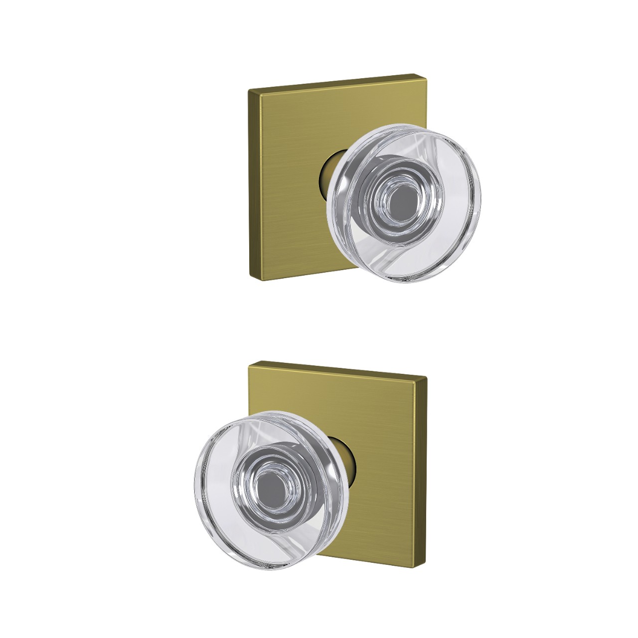 Custom Dawes Glass Knob with Collins Trim Hall-Closet and Bed-Bath Lock