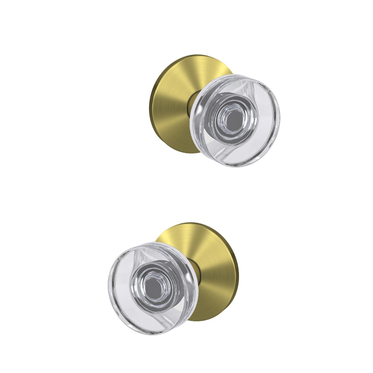 Custom Dawes Glass Knob with Kinsler Trim Hall-Closet and Bed-Bath Lock