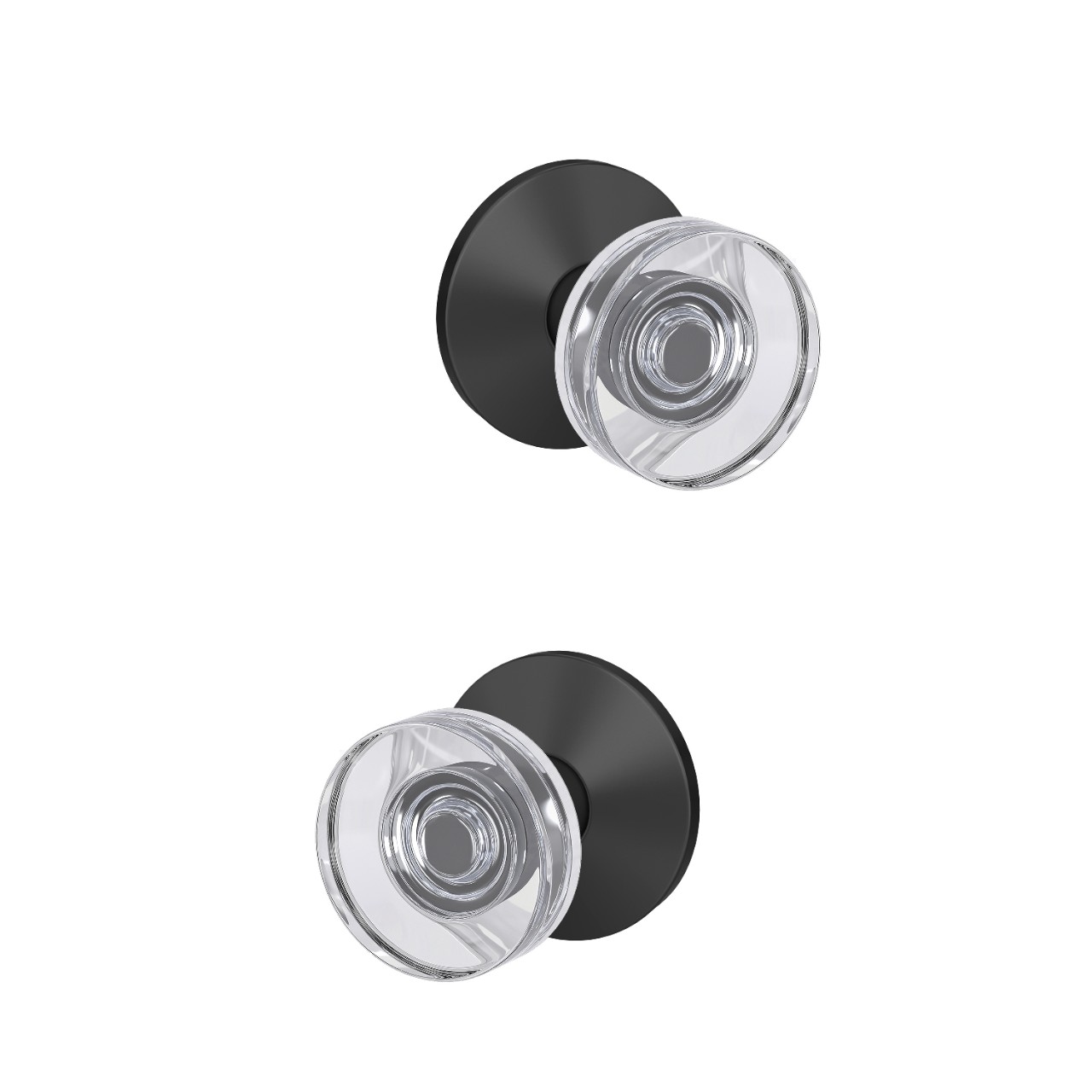 Custom Dawes Glass Knob with Kinsler Trim Hall-Closet and Bed-Bath Lock