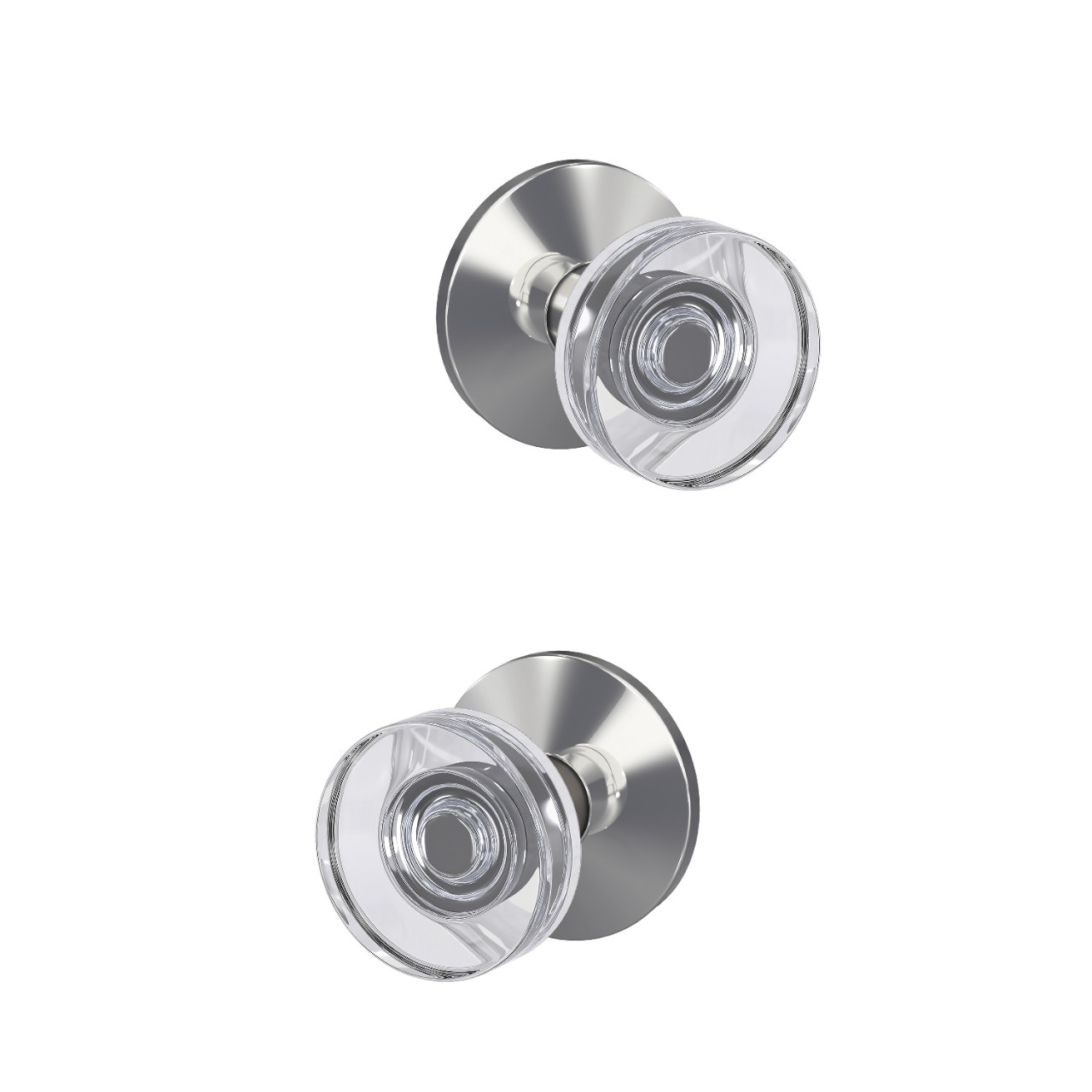 Custom Dawes Glass Knob with Kinsler Trim Hall-Closet and Bed-Bath Lock