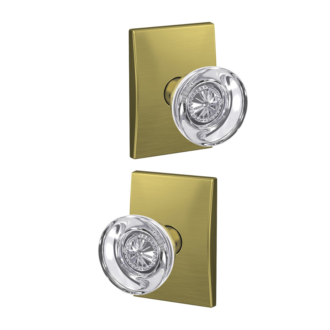 Custom Hobson Glass Knob Combined Interior Hall-Closet and Bed-Bath Lock