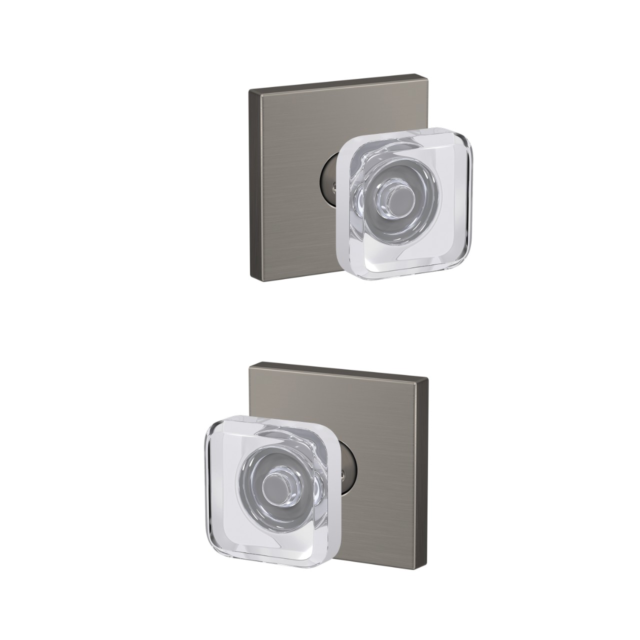 Custom Kyle Hall-Closet and Bed-Bath Lock Glass Knob with Collins Trim